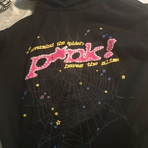 sp5der black p*nk hoodie , size L